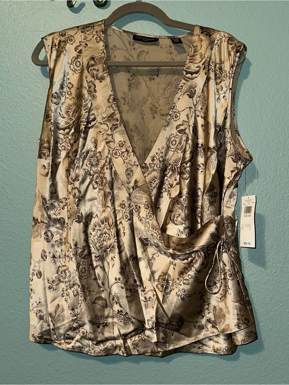 Floral silk wrap top